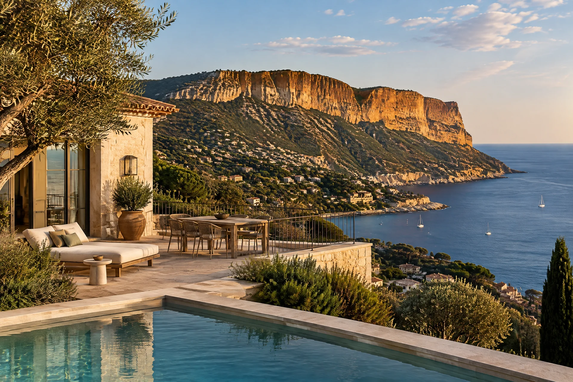 Illustration IA de la baie de Cassis — ne représente pas un bien proposé à la vente