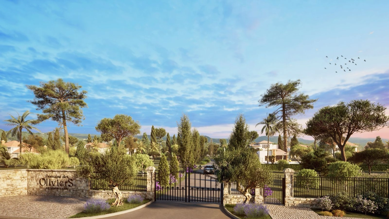 Perspective 3D non contractuelle de l’entrée et des aménagements projetés du Domaine des Oliviers à La Cadière-d’Azur
