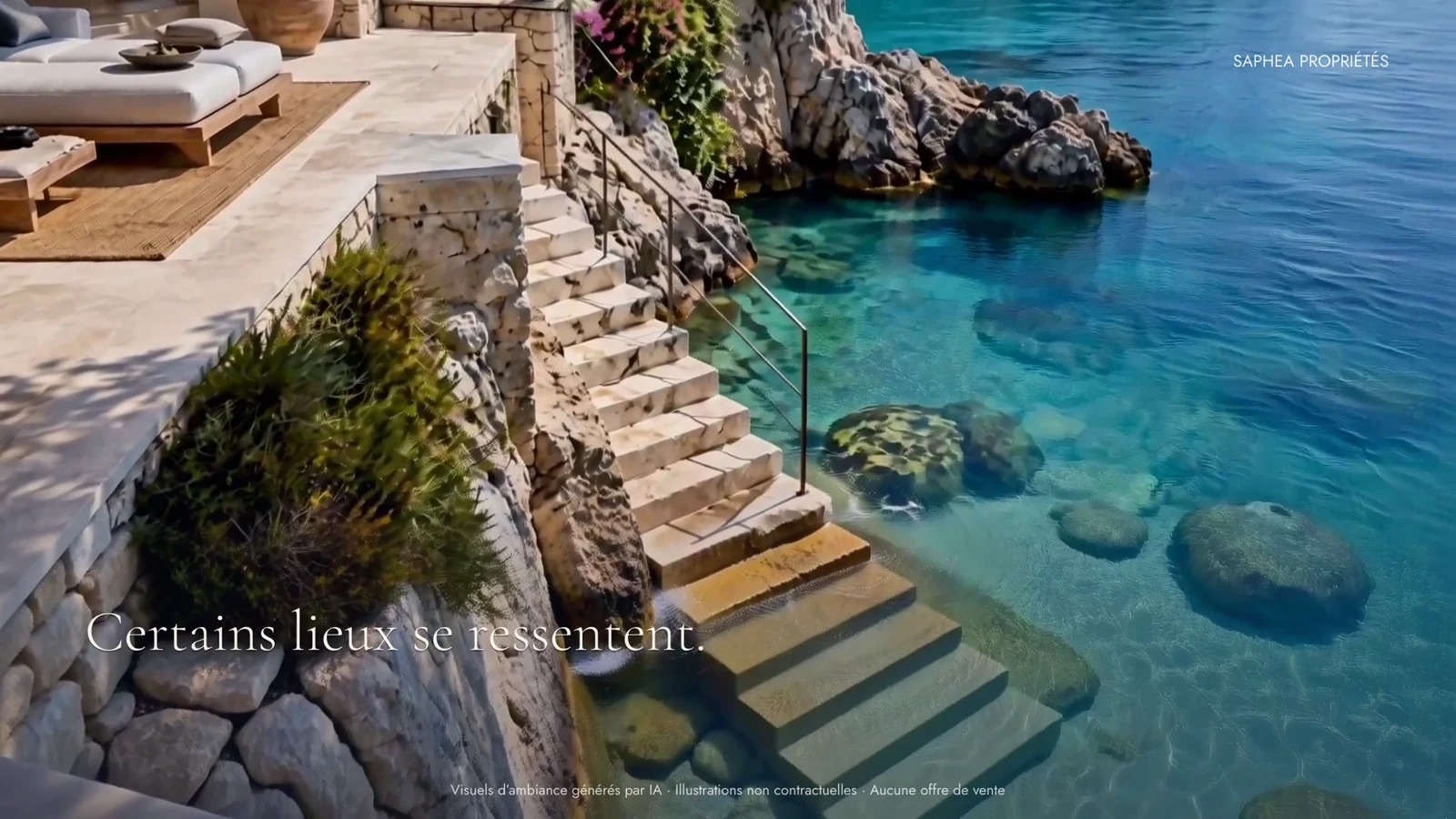 Terrasse méditerranéenne et mer — couverture du film de présentation SAPHEA