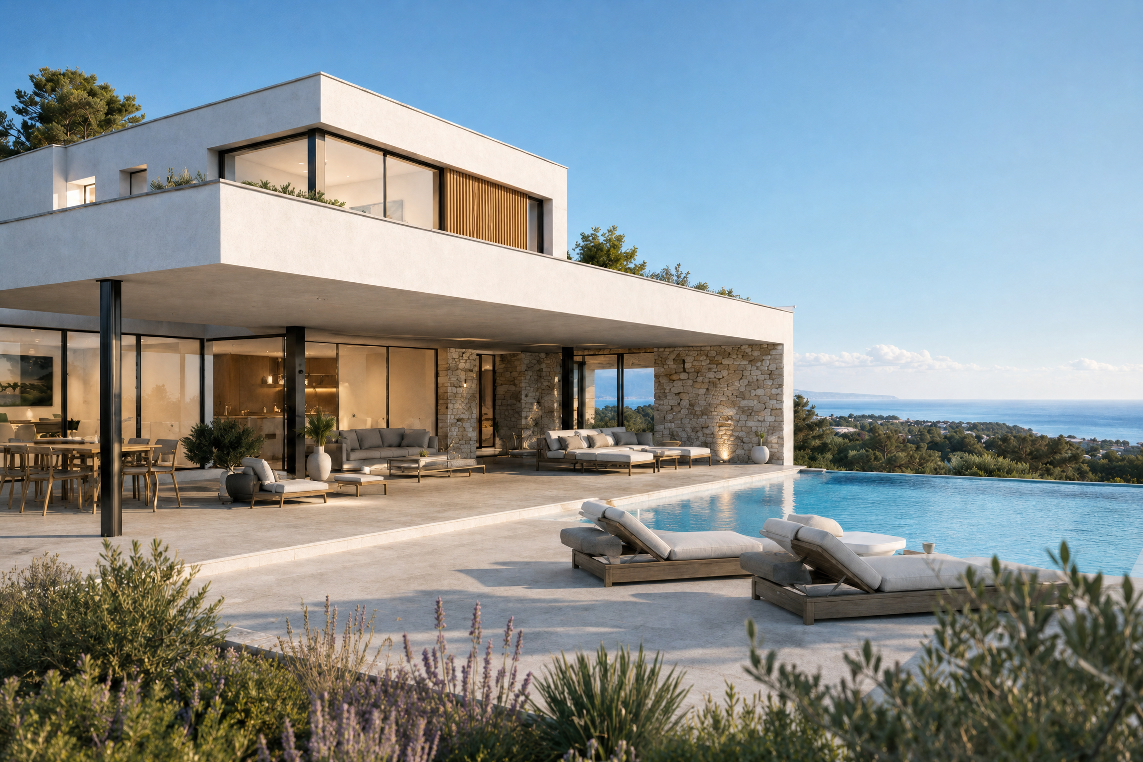 Terrain à bâtir — Projet de villa illustratif — Bandol · Terrain vendu seul · Visuels IA non contractuels